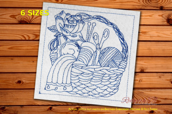 Sewing Basket Redwork Embroidery Review for Apparel Projects